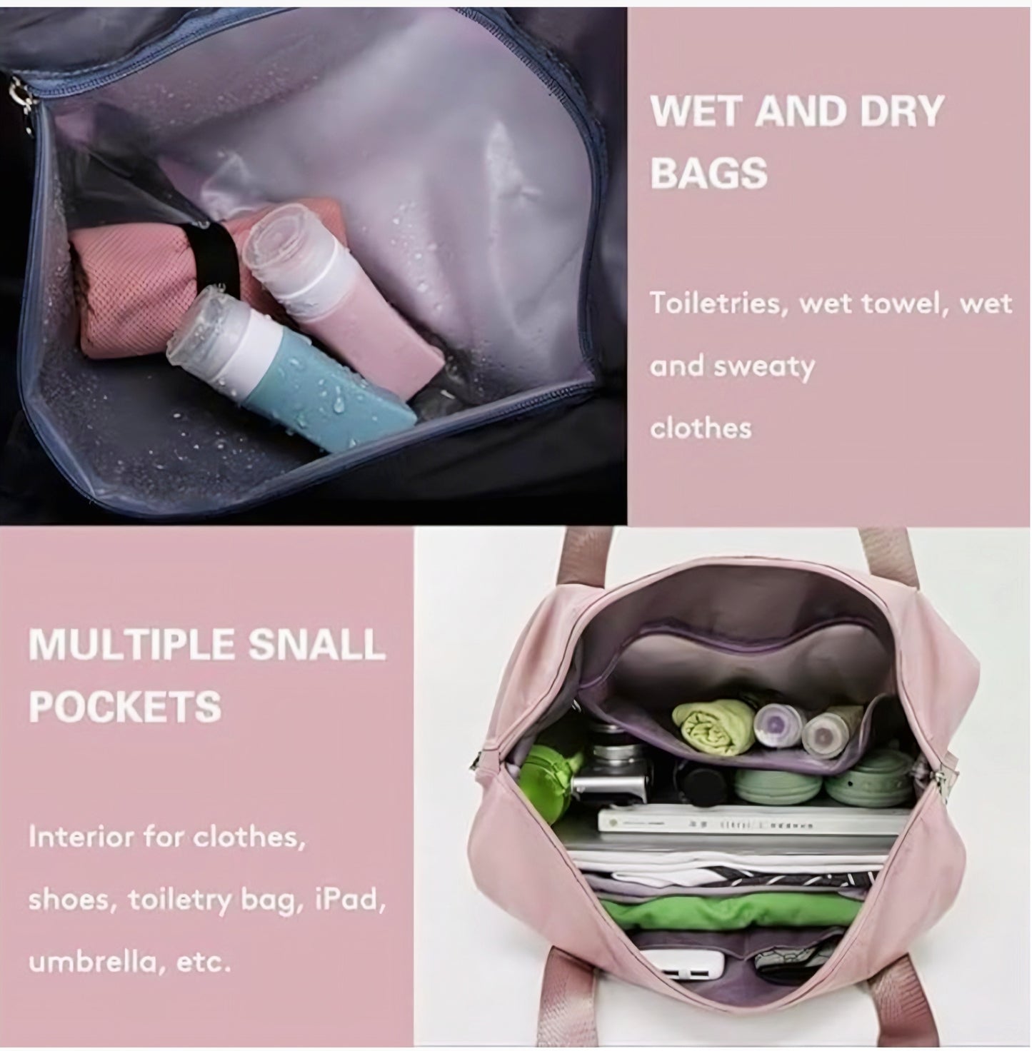 Foldable Travel Duffel Bag with Wet Pocket & Shoe Compartment | Waterproof Weekend Bag