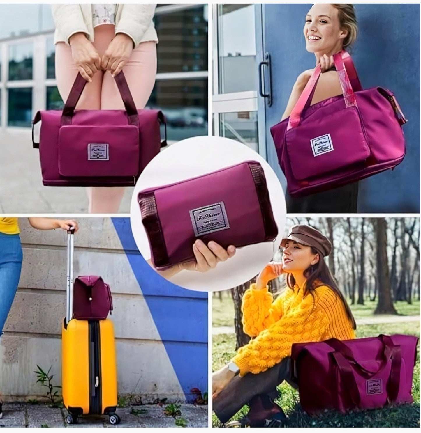 Foldable Travel Duffel Bag with Wet Pocket & Shoe Compartment | Waterproof Weekend Bag