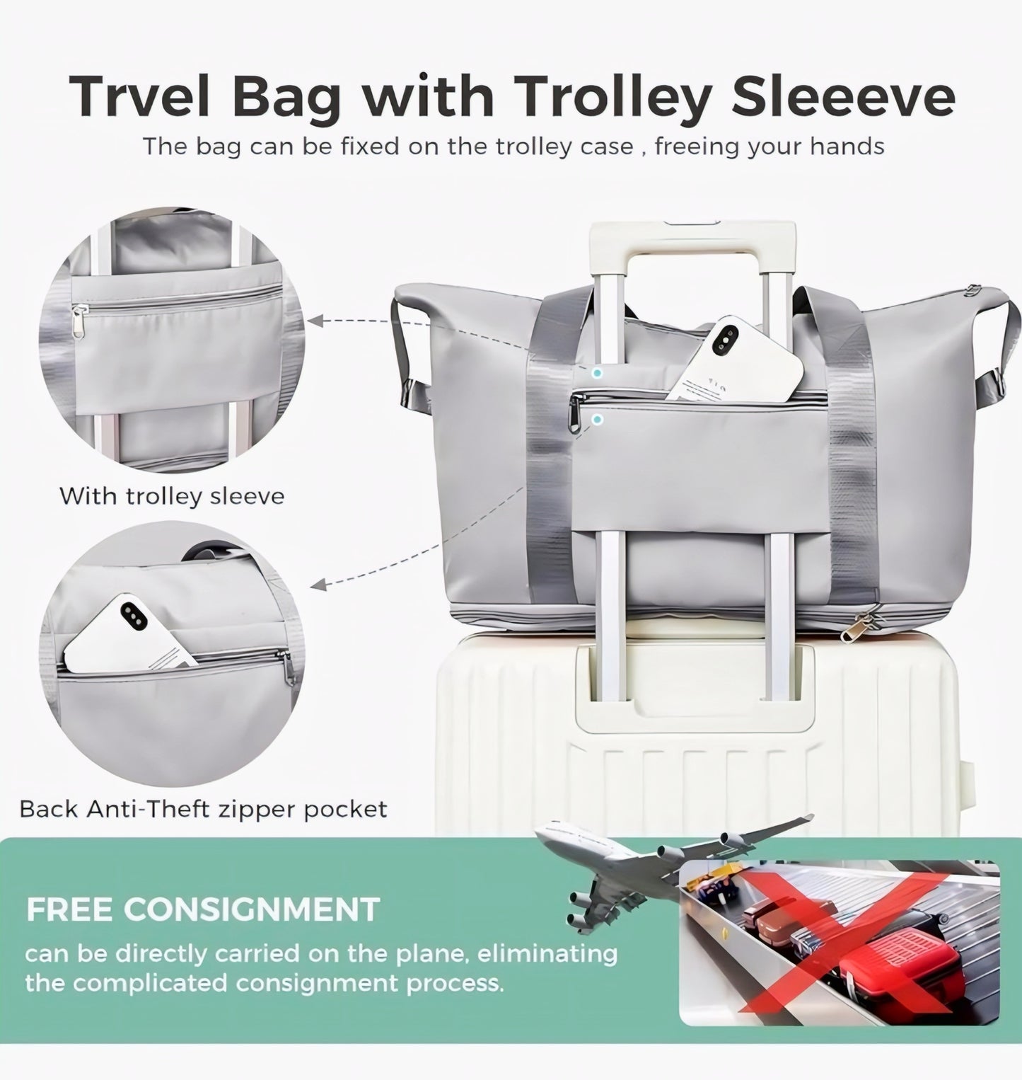 Foldable Travel Duffel Bag with Wet Pocket & Shoe Compartment | Waterproof Weekend Bag