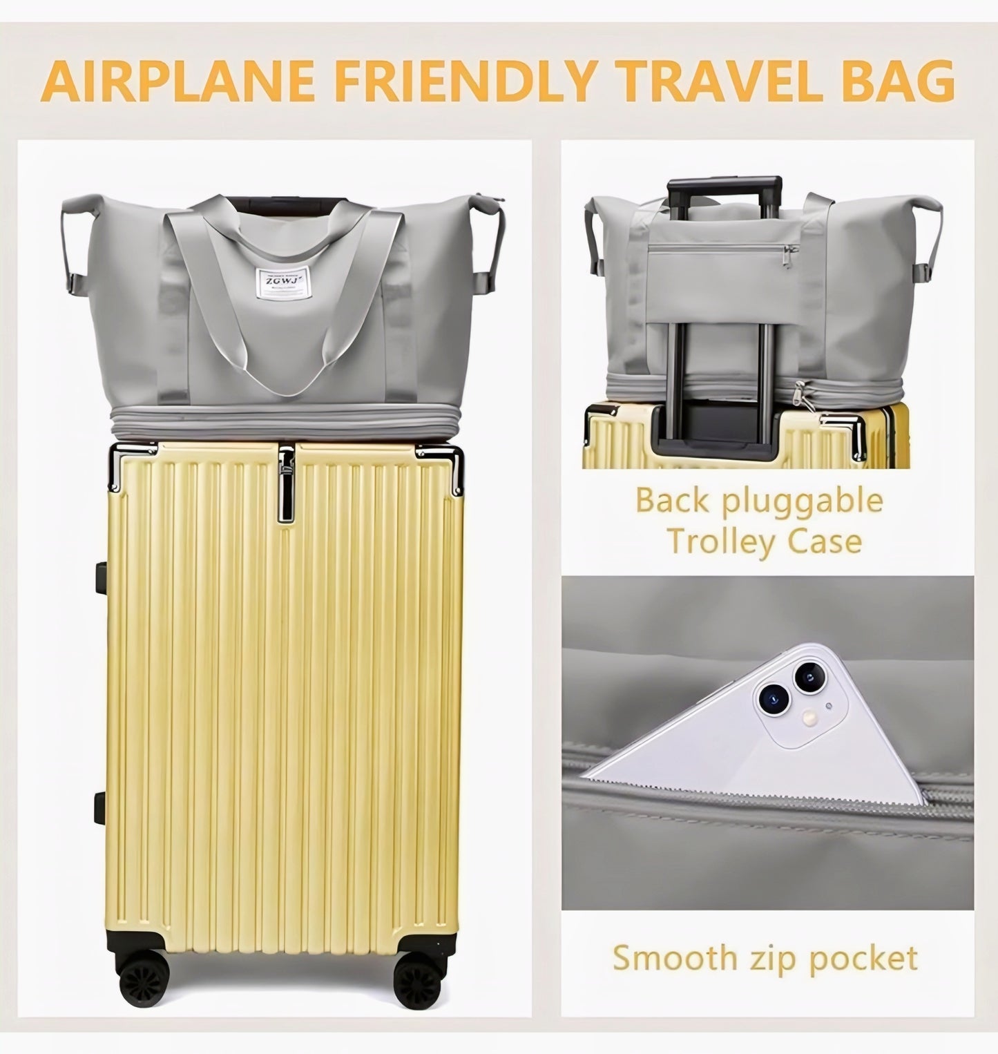 Foldable Travel Duffel Bag with Wet Pocket & Shoe Compartment | Waterproof Weekend Bag