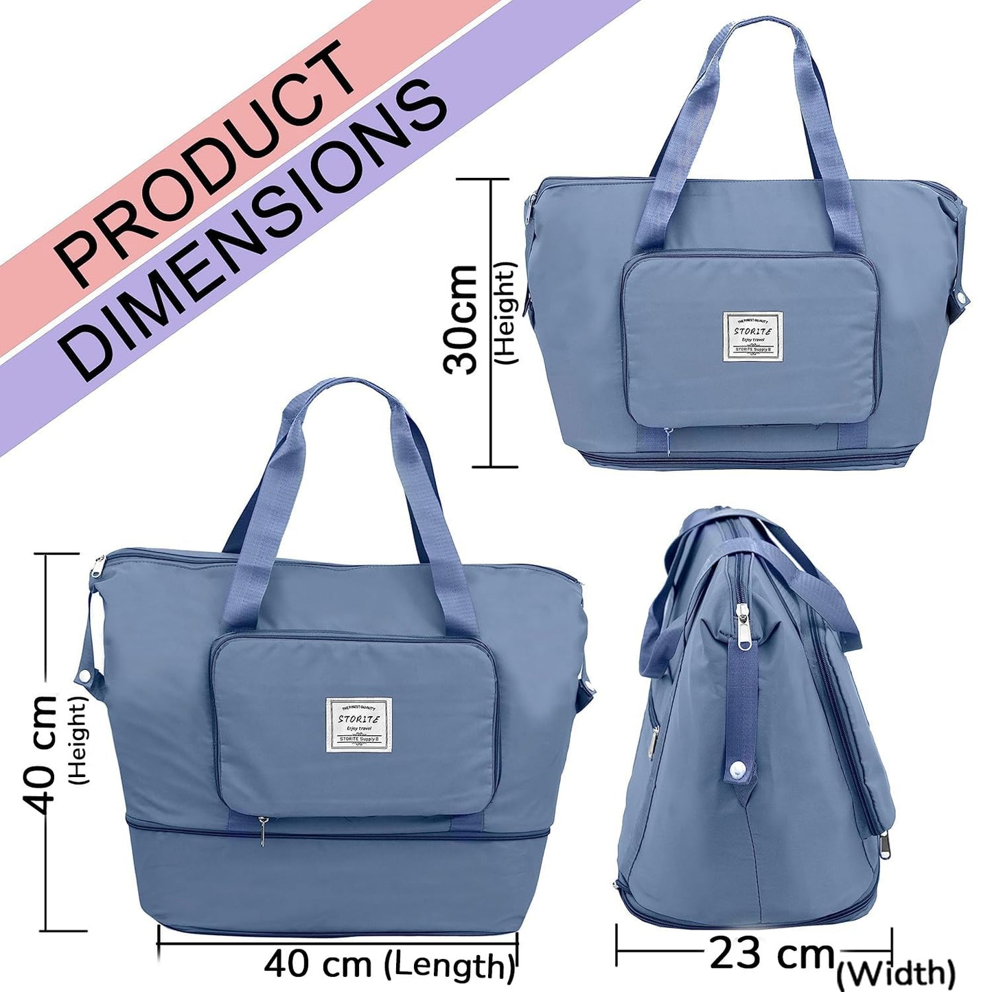 Foldable Travel Duffel Bag with Wet Pocket & Shoe Compartment | Waterproof Weekend Bag