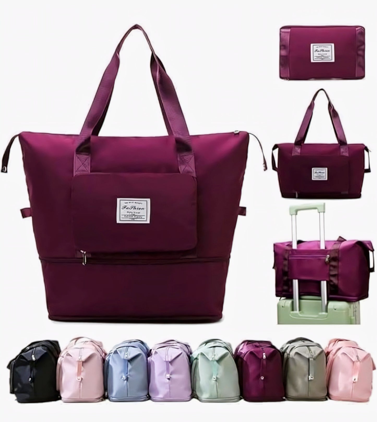 Foldable Travel Duffel Bag with Wet Pocket & Shoe Compartment | Waterproof Weekend Bag
