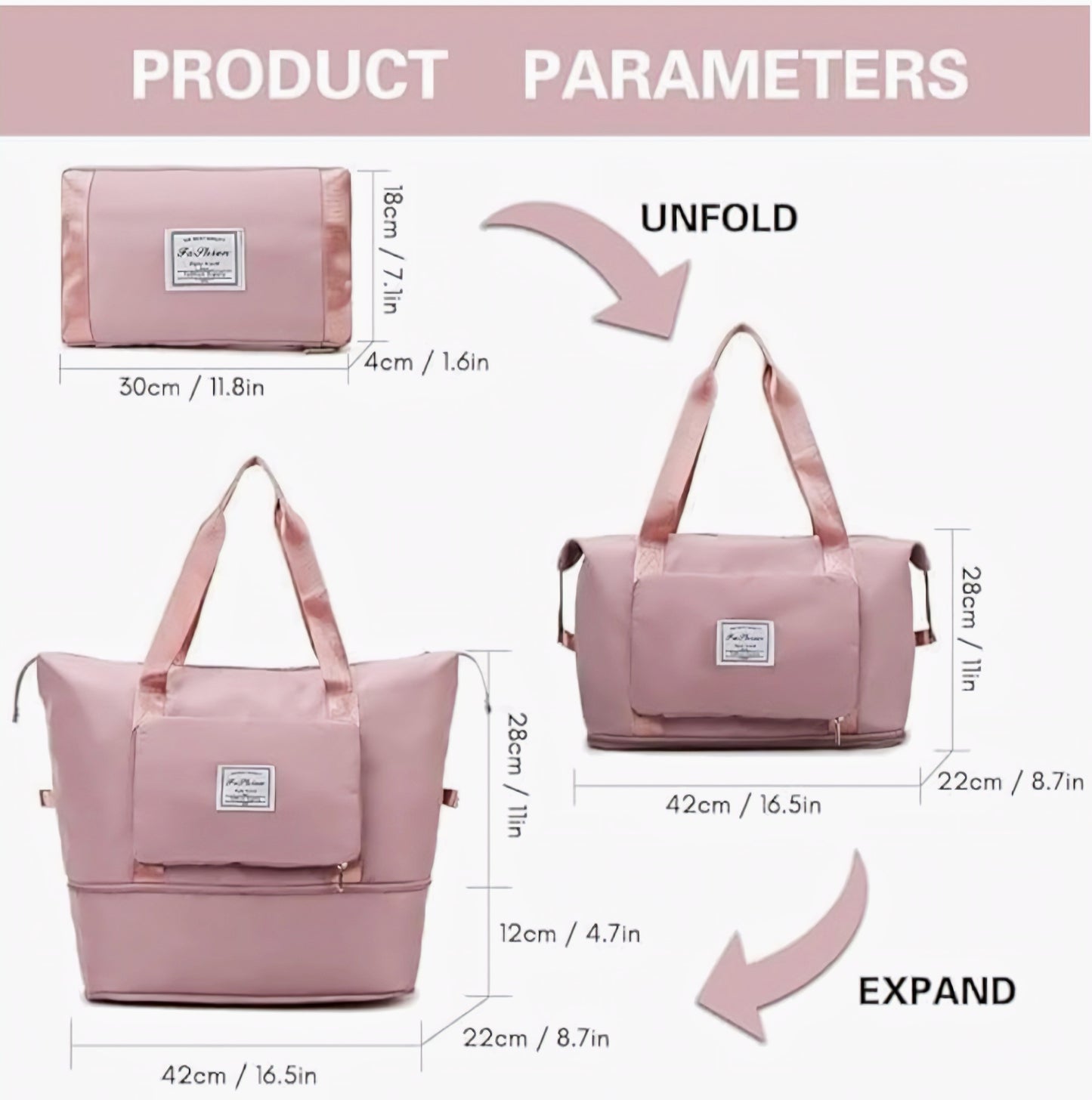 Foldable Travel Duffel Bag with Wet Pocket & Shoe Compartment | Waterproof Weekend Bag