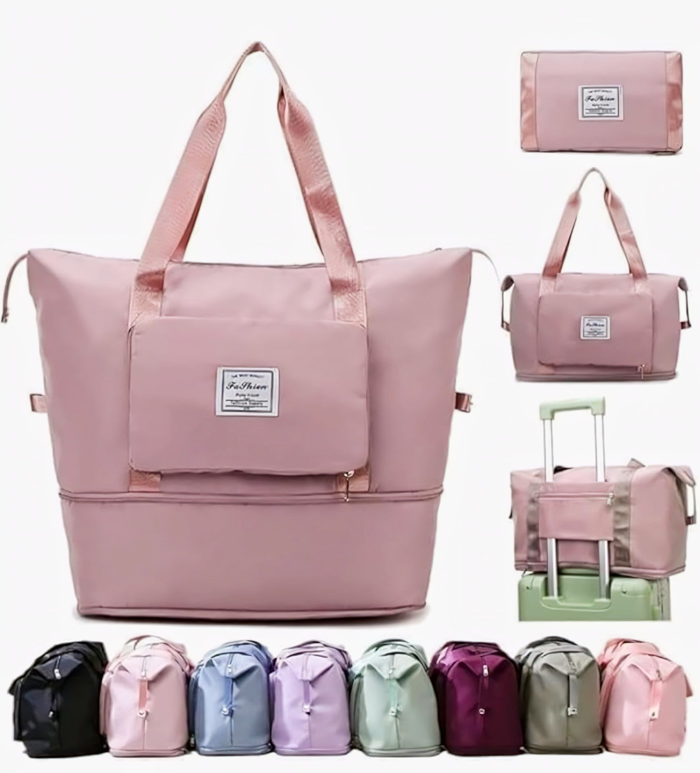 Foldable Travel Duffel Bag with Wet Pocket & Shoe Compartment | Waterproof Weekend Bag