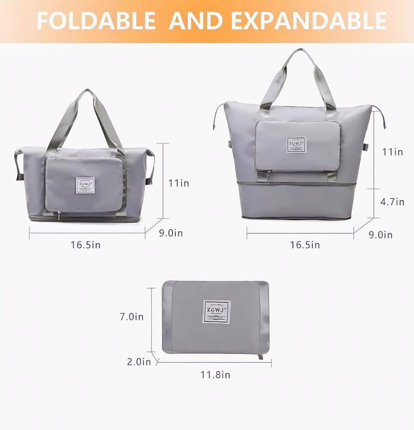 Foldable Travel Duffel Bag with Wet Pocket & Shoe Compartment | Waterproof Weekend Bag